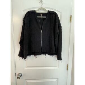 Free People Jacket Small Black Fringe Whimsygoth Festival Club